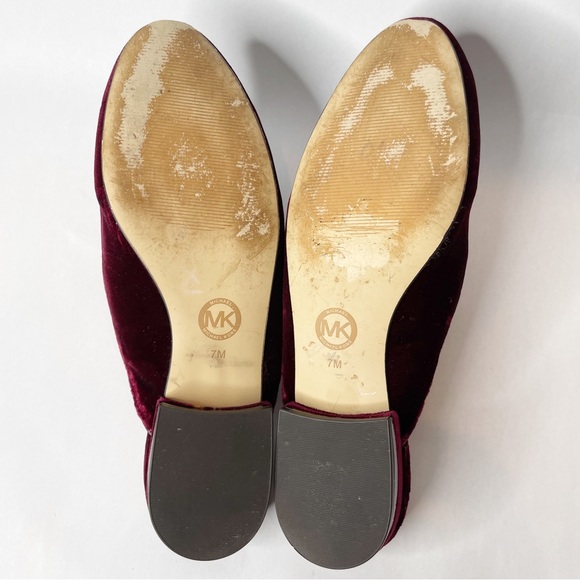 Michael Michael Kors Edie Embellished Burgandy Velvet Slides Size 7 - Picture 10 of 11